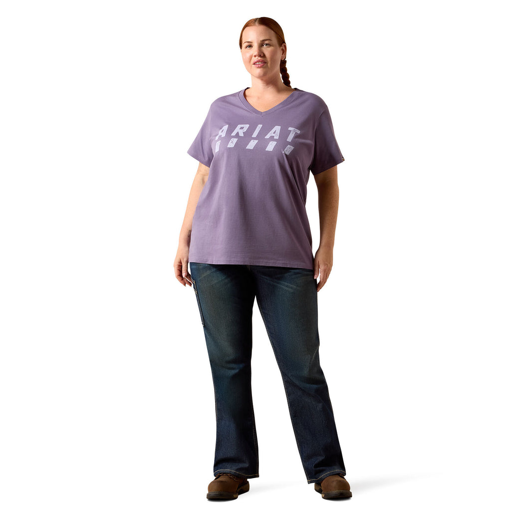 Ariat Womens Rebar Cotton Strong Logo S/S Tee (10071305) Mulled Grape