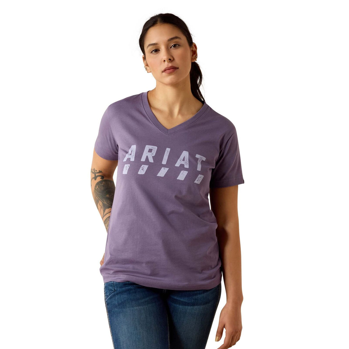 Ariat Womens Rebar Cotton Strong Logo S/S Tee (10071305) Mulled Grape