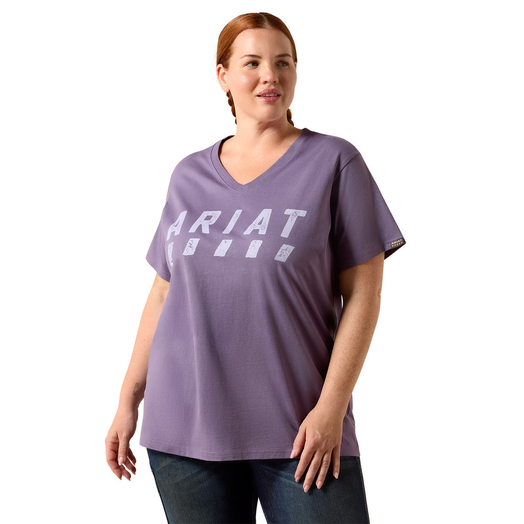 Ariat Womens Rebar Cotton Strong Logo S/S Tee (10071305) Mulled Grape
