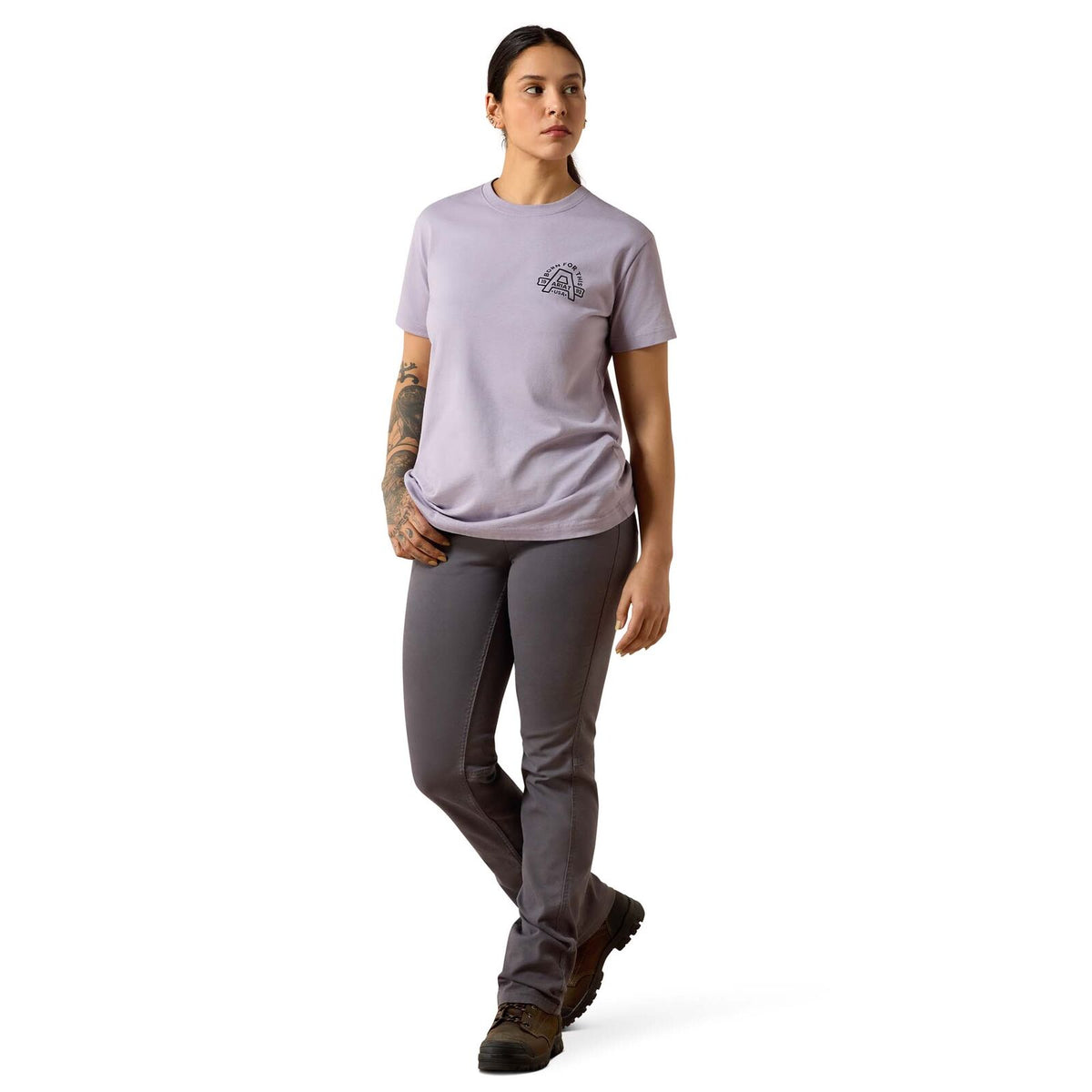 Ariat Womens Rebar Cotton Strong Hardhead S/S Tee (10071284) Purple Ash