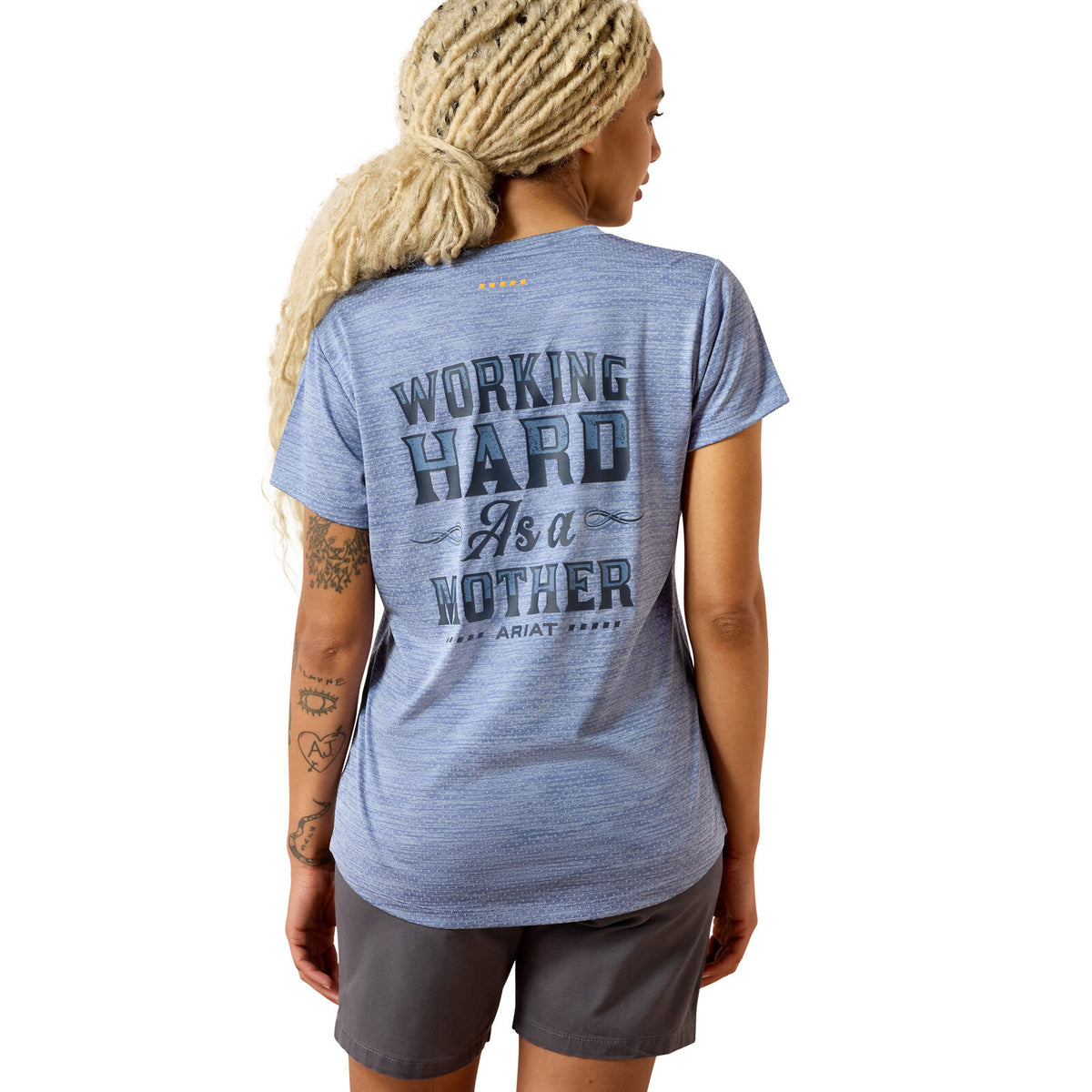 Ariat Womens Rebar Evolution Mother V-Neck S/S Tee (10071301) Costal Fjord