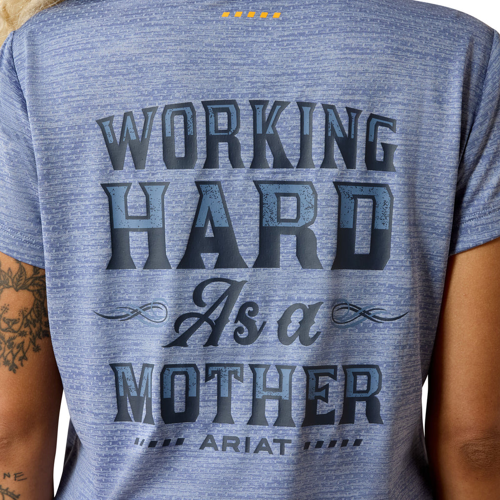 Ariat Womens Rebar Evolution Mother V-Neck S/S Tee (10071301) Costal Fjord