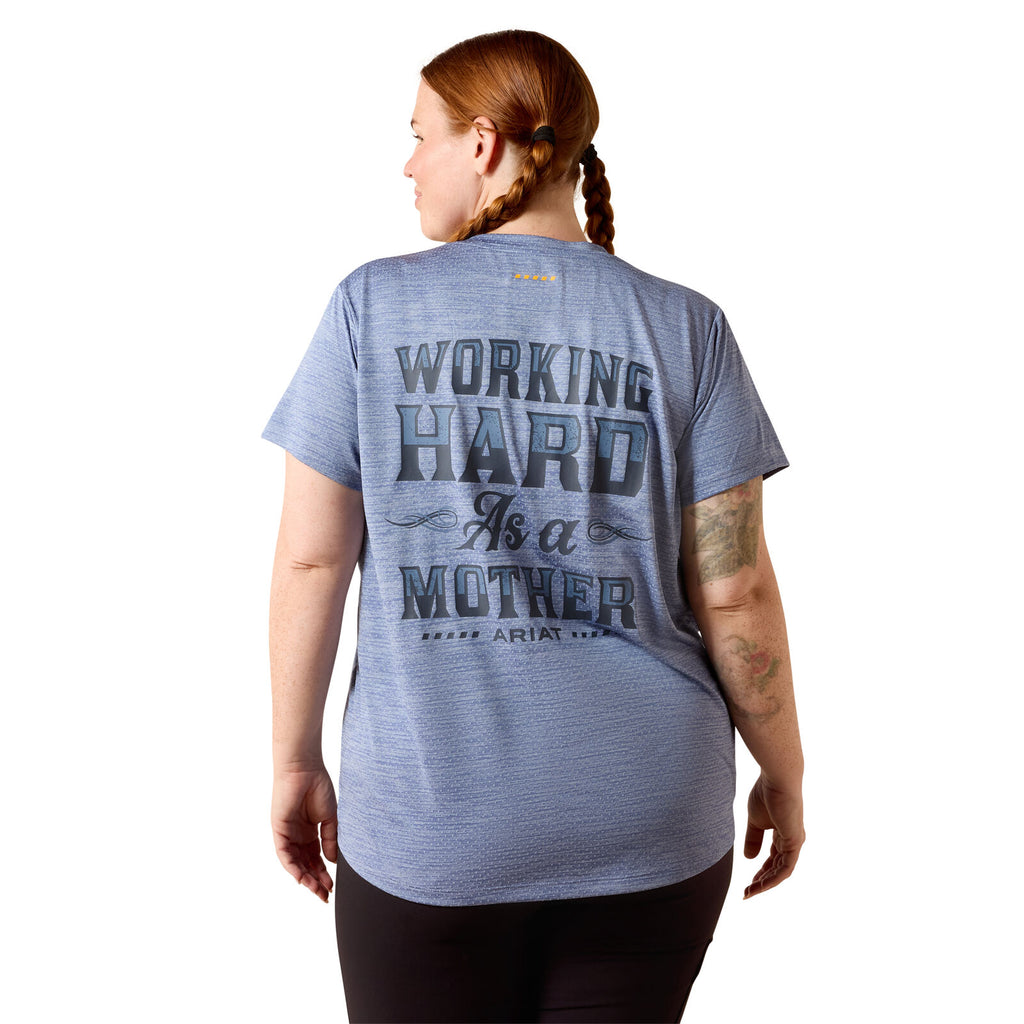 Ariat Womens Rebar Evolution Mother V-Neck S/S Tee (10071301) Costal Fjord