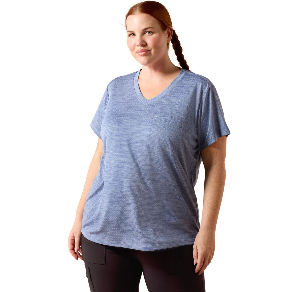 Ariat Womens Rebar Evolution Mother V-Neck S/S Tee (10071301) Costal Fjord