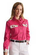 S.Kidman Womens Spencer Full Button L/S Print Shirt (1SHW00026) Bright Pink