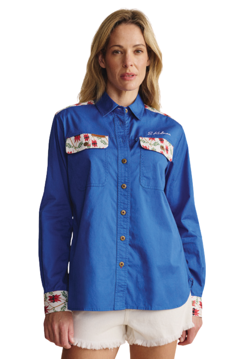 S.Kidman Womens Spencer Full Button L/S Print Shirt (1SHW00026) Mid Blue