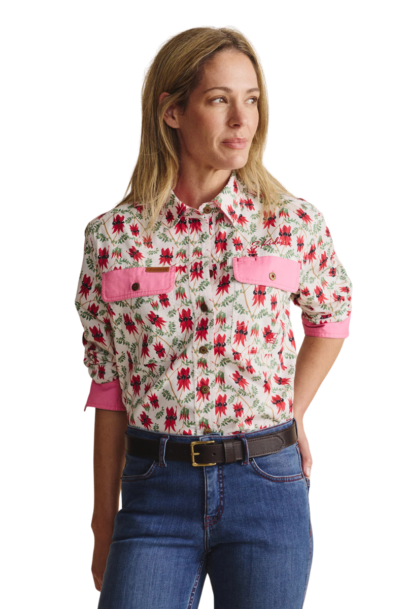 S.Kidman Womens Spencer Full Button L/S Print Shirt (1SHW00078) White