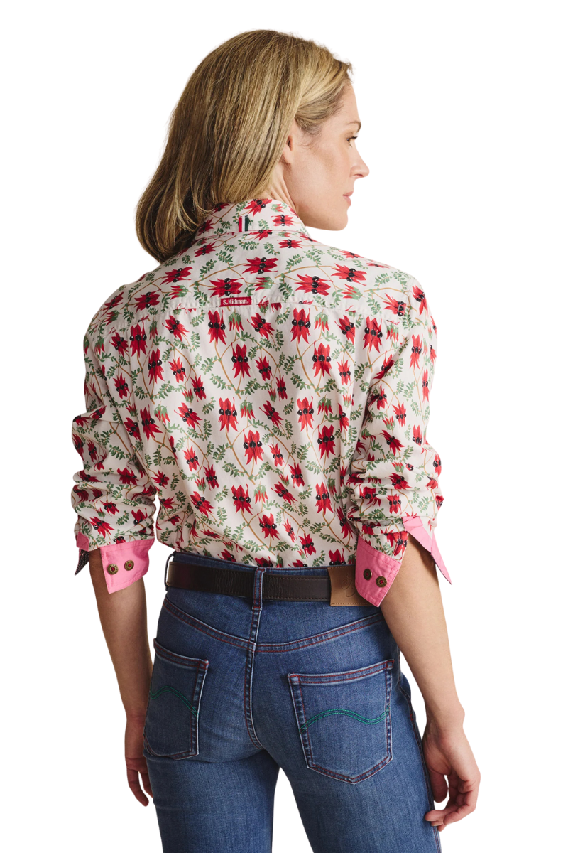 S.Kidman Womens Spencer Full Button L/S Print Shirt (1SHW00078) White