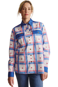 S.Kidman Womens Spencer Full Button L/S Print Shirt (1SHW00028) Mid Blue