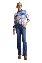 S.Kidman Womens Spencer Full Button L/S Print Shirt (1SHW00028) Mid Blue