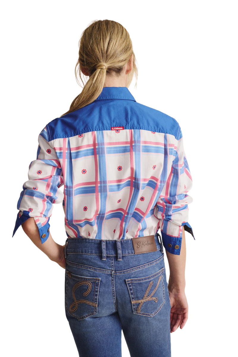S.Kidman Womens Spencer Full Button L/S Print Shirt (1SHW00028) Mid Blue