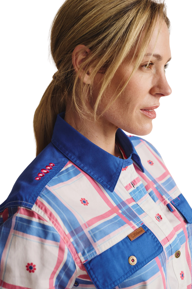 S.Kidman Womens Spencer Full Button L/S Print Shirt (1SHW00028) Mid Blue