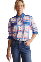 S.Kidman Womens Spencer Full Button L/S Print Shirt (1SHW00028) Mid Blue