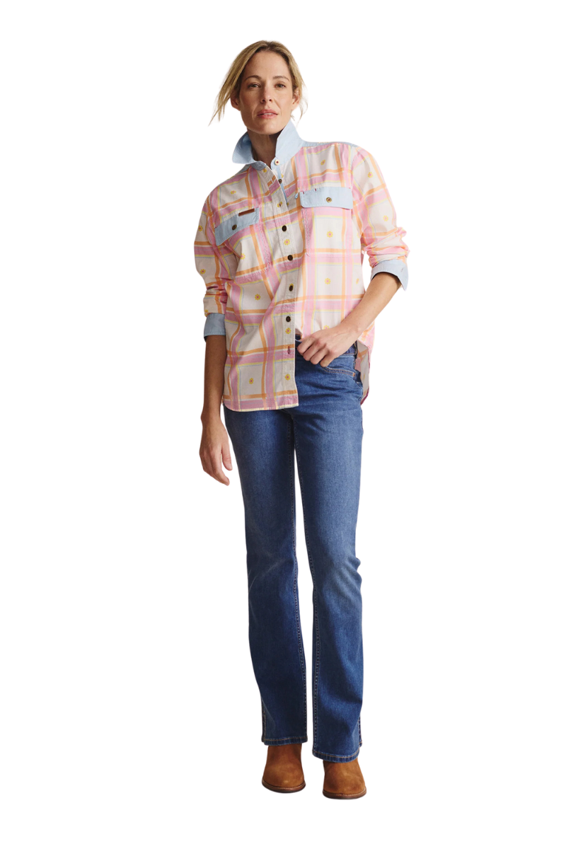 S.Kidman Womens Spencer Full Button L/S Print Shirt (1SHW00028) Pale Pink