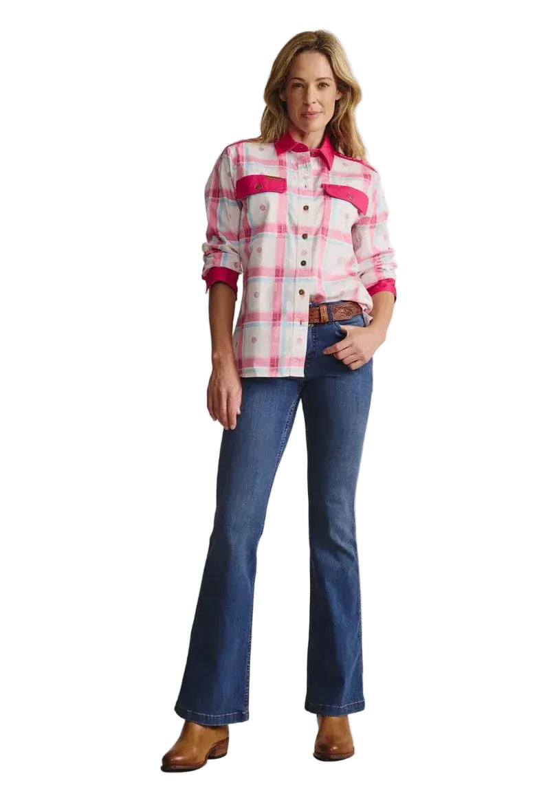 S.Kidman Womens Spencer Full Button L/S Print Shirt (1SHW00028) Pink