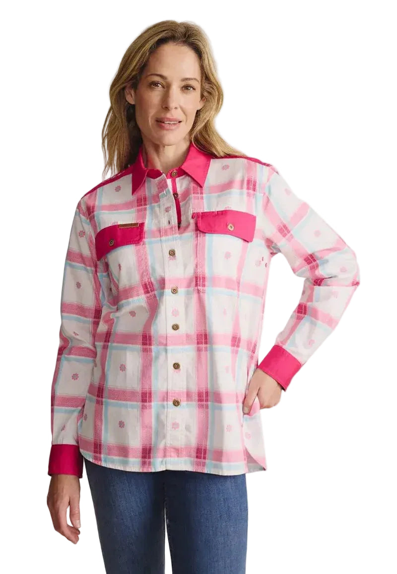 S.Kidman Womens Spencer Full Button L/S Print Shirt (1SHW00028) Pink