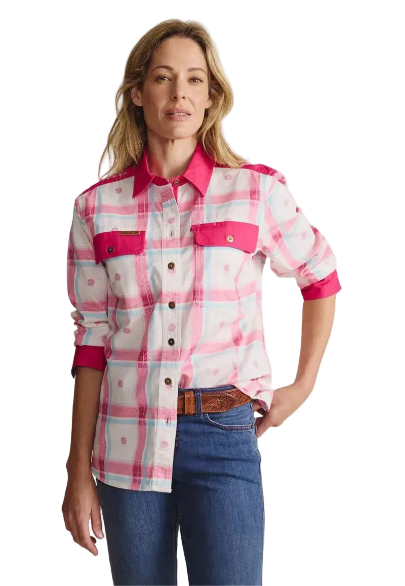 S.Kidman Womens Spencer Full Button L/S Print Shirt (1SHW00028) Pink