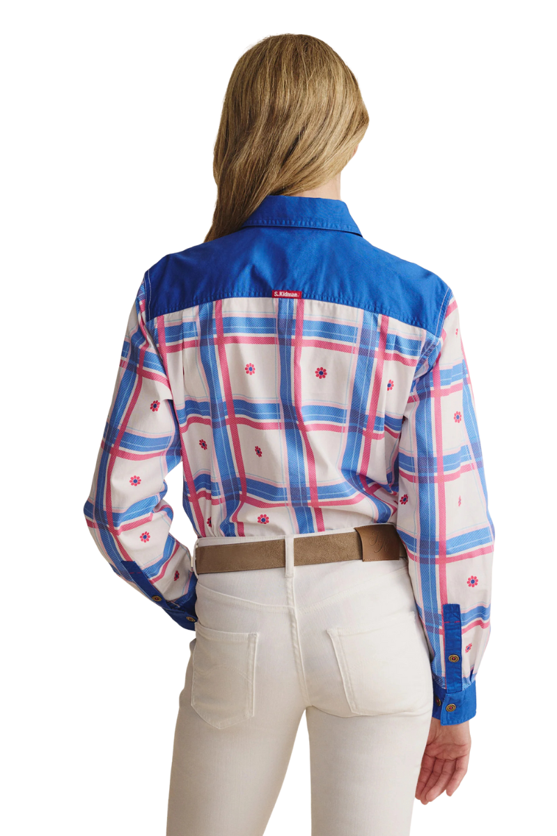 S.Kidman Womens Camfield Half Button L/S Print Shirt (1SHW00029) Mid Blue