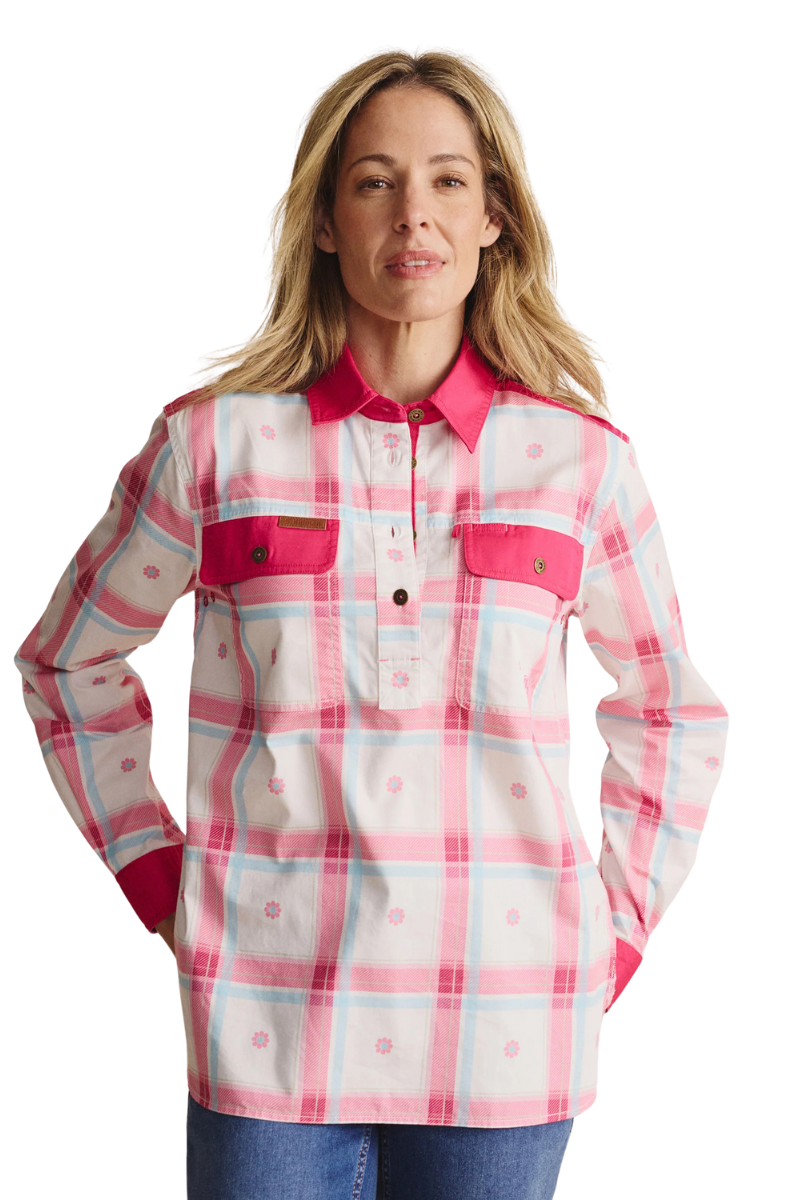 S.Kidman Womens Camfield Full Button L/S Print Shirt (1SHW00029) Pink