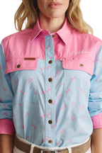 S.Kidman Womens Spencer Full Button L/S Print Shirt (1SHW00032) Sky Blue
