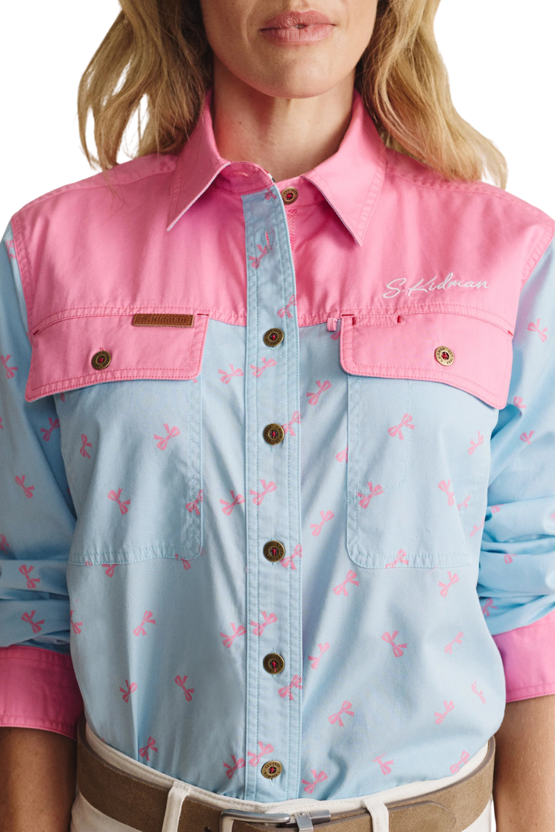 S.Kidman Womens Spencer Full Button L/S Print Shirt (1SHW00032) Sky Blue