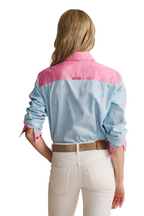 S.Kidman Womens Spencer Full Button L/S Print Shirt (1SHW00032) Sky Blue