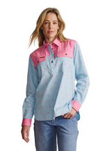 S.Kidman Womens Camfield Half Button L/S Work Shirt (1SHW00033) Sky Blue