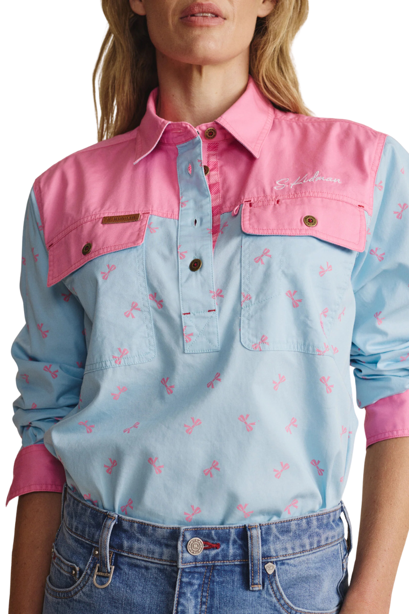 S.Kidman Womens Camfield Half Button L/S Work Shirt (1SHW00033) Sky Blue