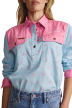 S.Kidman Womens Camfield Half Button L/S Work Shirt (1SHW00033) Sky Blue