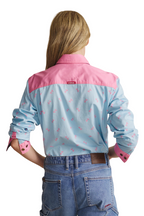 S.Kidman Womens Camfield Half Button L/S Work Shirt (1SHW00033) Sky Blue