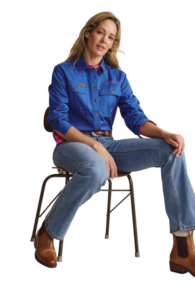 S.Kidman Womens Spencer Full Button L/S Work Shirt (1SHW00030) Mid Blue