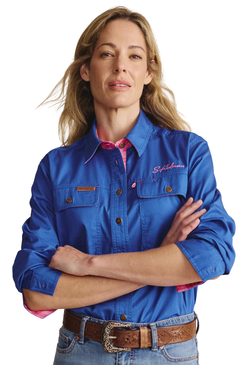 S.Kidman Womens Spencer Full Button L/S Work Shirt (1SHW00030) Mid Blue