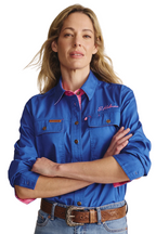 S.Kidman Womens Spencer Full Button L/S Work Shirt (1SHW00030) Mid Blue