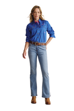 S.Kidman Womens Spencer Full Button L/S Work Shirt (1SHW00030) Mid Blue