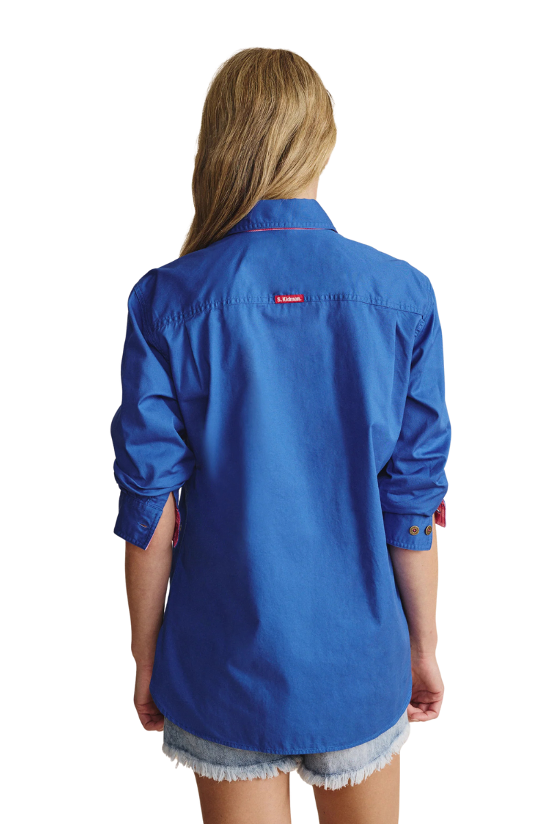S.Kidman Womens Camfield Half Button L/S Work Shirt (1SHW00031) Mid Blue