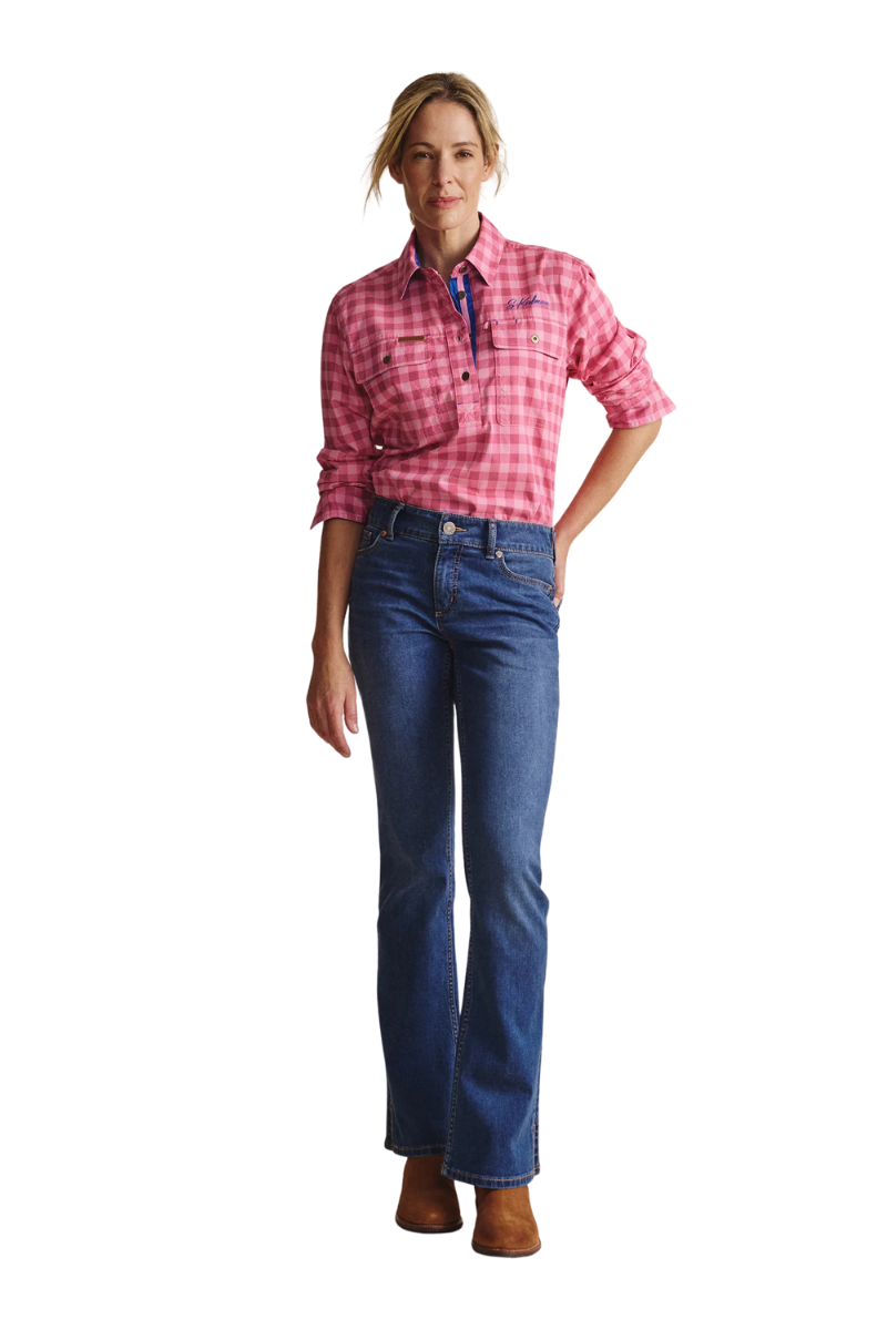 S.Kidman Womens Camfield Half Button L/S Print Shirt (1SHW00083) Pink