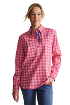 S.Kidman Womens Camfield Half Button L/S Print Shirt (1SHW00083) Pink