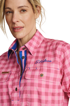 S.Kidman Womens Camfield Half Button L/S Print Shirt (1SHW00083) Pink