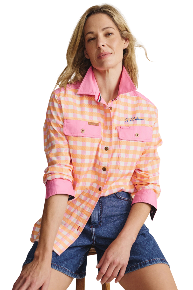 S.Kidman Womens Spencer Full Button L/S Print Shirt (1SHW00125) Pale Pink