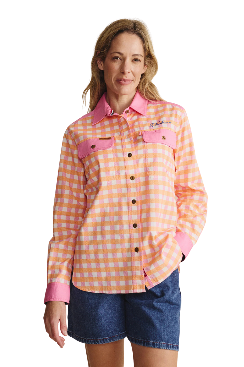 S.Kidman Womens Spencer Full Button L/S Print Shirt (1SHW00125) Pale Pink