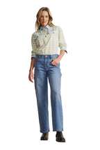 S.Kidman Womens Camfield Half Button L/S Print Shirt (1SHW00126) Sky Blue