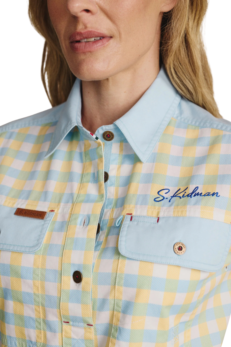S.Kidman Womens Camfield Half Button L/S Print Shirt (1SHW00126) Sky Blue