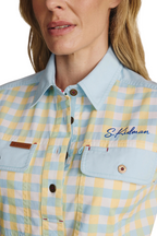 S.Kidman Womens Camfield Half Button L/S Print Shirt (1SHW00126) Sky Blue