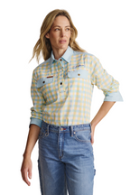 S.Kidman Womens Camfield Half Button L/S Print Shirt (1SHW00126) Sky Blue