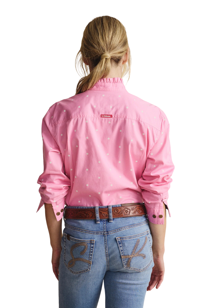 S.Kidman Womens Lilly Pilly Frill Neck Full Button L/S Print Shirt (1SHW00034) Pale Pink