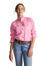 S.Kidman Womens Lilly Pilly Frill Neck Full Button L/S Print Shirt (1SHW00034) Pale Pink
