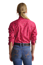 S.Kidman Womens Lilly Pilly Frill Neck Full Button L/S Print Shirt (1SHW00034) Pink