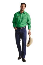 S.Kidman Mens Brockman Half Button L/S Work Shirt (1SHM00131) Green