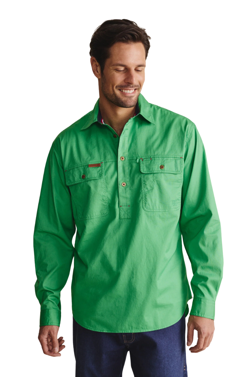 S.Kidman Mens Brockman Half Button L/S Work Shirt (1SHM00131) Green