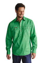 S.Kidman Mens Brockman Half Button L/S Work Shirt (1SHM00131) Green